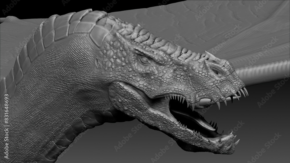 Iron Fire Dragon Sculpting 3d rendering Iron Fire Dragon Sculpting 3d rendering