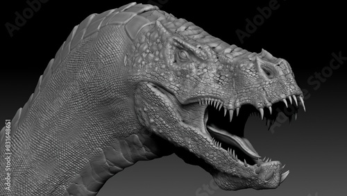 Iron Fire Dragon Sculpting 3d rendering © racksuz