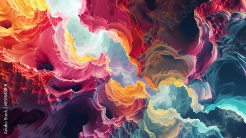 : Dynamic high key 3D abstract with extruded colors in a fractal pattern, creating a unique and vibrant visual. photo