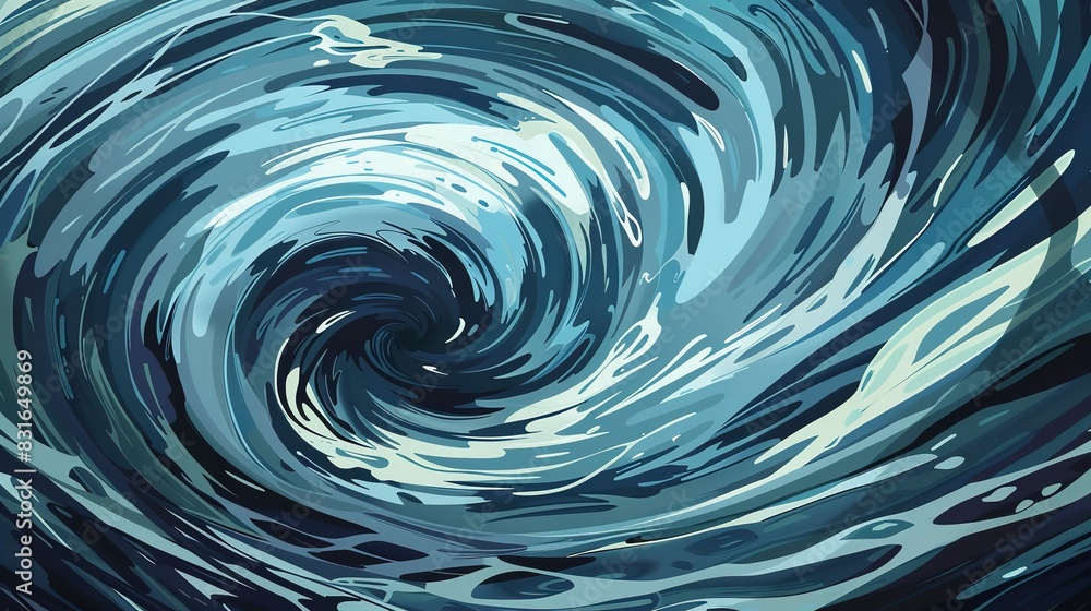 Dark swirling whirlpool flat design front view, stormy seas, animation, analogous color scheme Dark swirling whirlpool flat design front view, stormy seas, animation, analogous color scheme