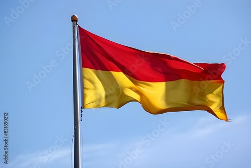  belgian flag on pole flying in the win