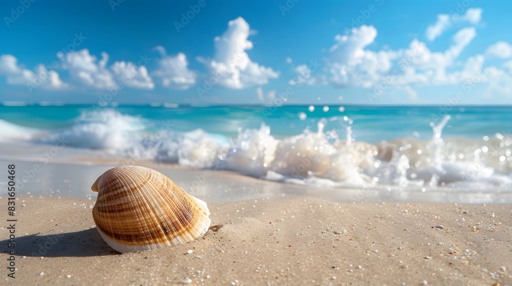 Landscape with shell on tropical beach. Summer concept. Landscape with shell on tropical beach. Summer concept.
