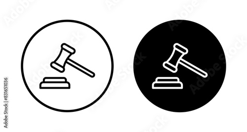 Gavel icon vector isolated on white background. Hammer icon vector. Judge Gavel Auction Icon Vector. Bid
