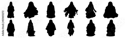 Ghost silhouettes set, pack of vector silhouette design, isolated background photo