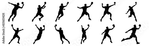 Handball silhouettes set, pack of vector silhouette design, isolated background