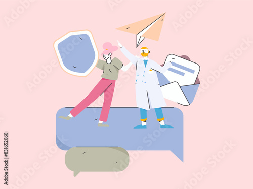 Doctor examines patient flat vector concept operation hand drawn illustration
