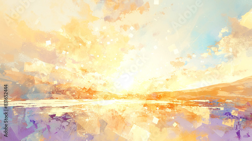 Wallpaper Mural 幻想的な夕暮れの太陽のイメージの抽象的水彩イラスト背景 Torontodigital.ca