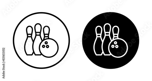 Bowling game Pin Icon vector isolated on white background. Bowling icon, ball and pin