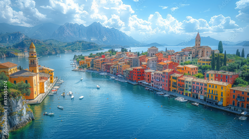 Fototapeta premium beautiful italy landscape scene for holiday created with Generative AI technology