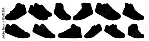 Shoes sneaker silhouette set vector design big pack of illustration and icon
