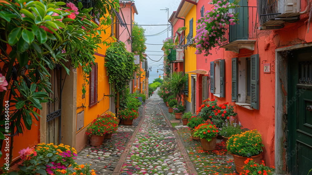 Naklejka premium beautiful italy landscape scene for holiday created with Generative AI technology