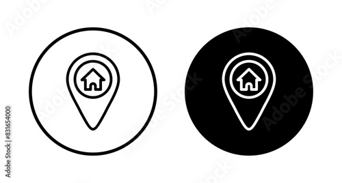 Address symbol icon vector isolated on white background . address icon vector. home location icon