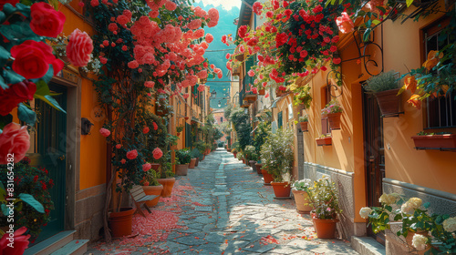 beautiful italy landscape scene for holiday created with Generative AI technology