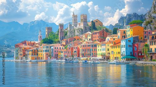 beautiful italy landscape scene for holiday created with Generative AI technology