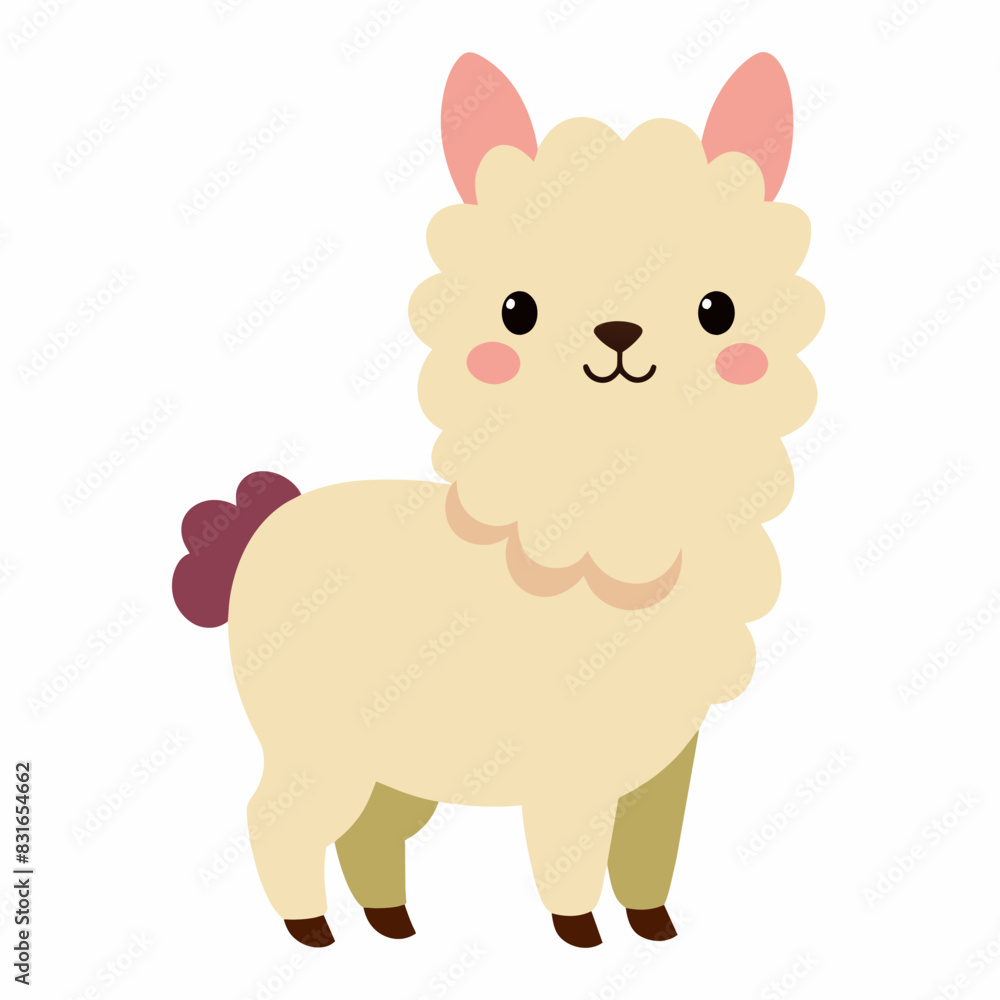 Cheerful alpaca vector art illustration on white background Cheerful alpaca vector art illustration on white background