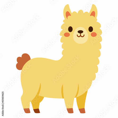 Cheerful alpaca vector art illustration on white background
