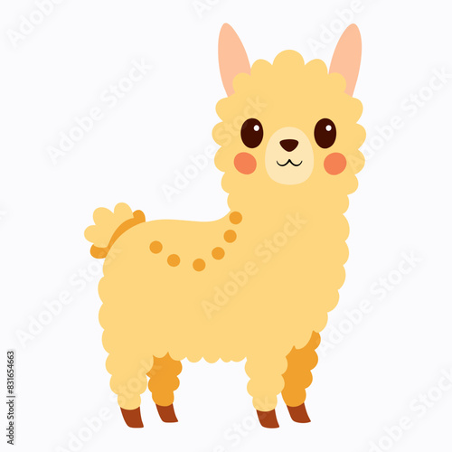 Cheerful alpaca vector art illustration on white background
