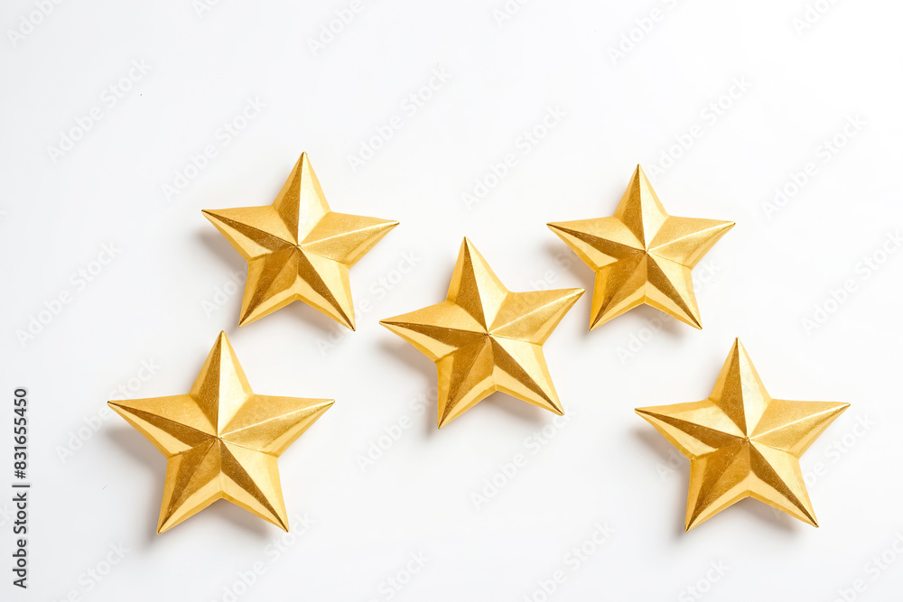 Five gold stars on white background Five gold stars on white background