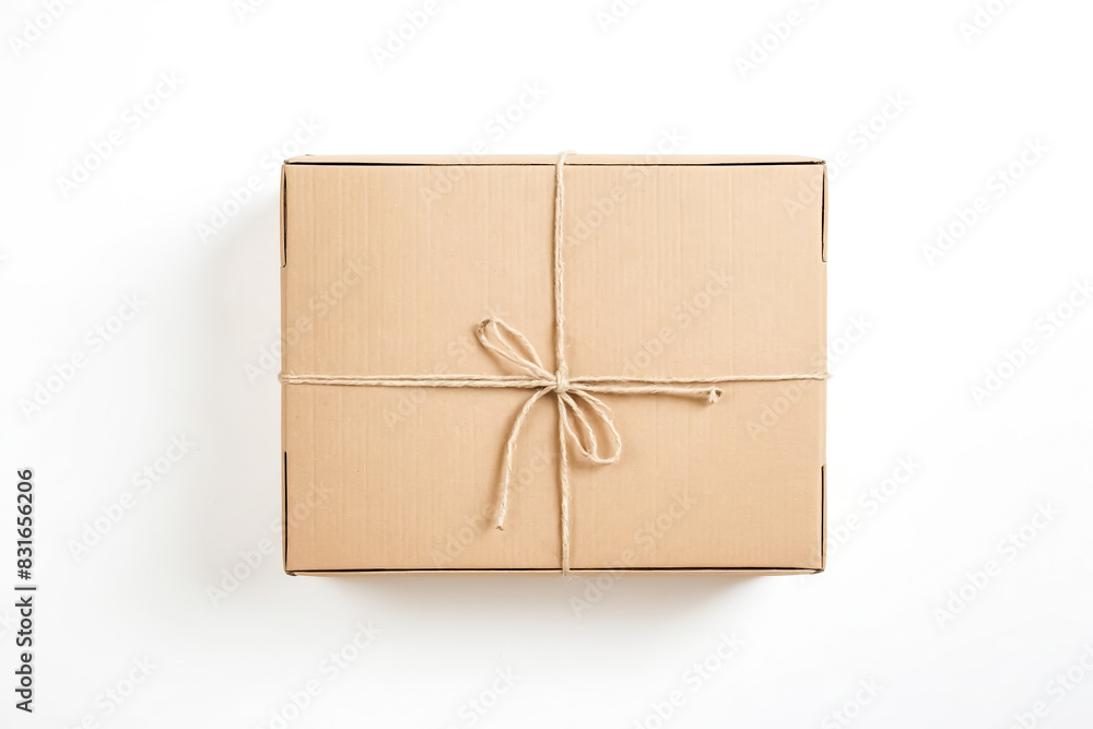 Cardboard box tied with twine Cardboard box tied with twine