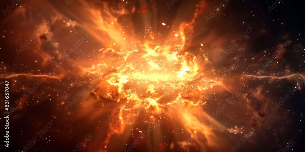 A powerful explosion of light, Bright cosmic explosion with radiant light and stellar particles showcasing dynamic energy and vibrant colors in space
A powerful explosion of light, Bright cosmic explosion with radiant light and stellar particles showcasing dynamic energy and vibrant colors in space