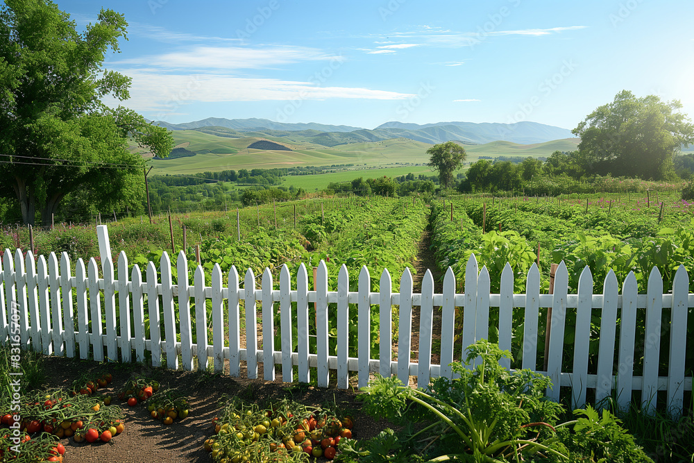 柵の向こう側に広がる広大な畑