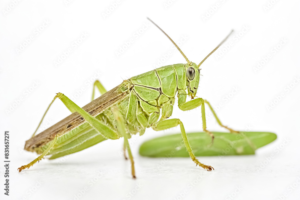 Green Grasshopper on White Background Green Grasshopper on White Background