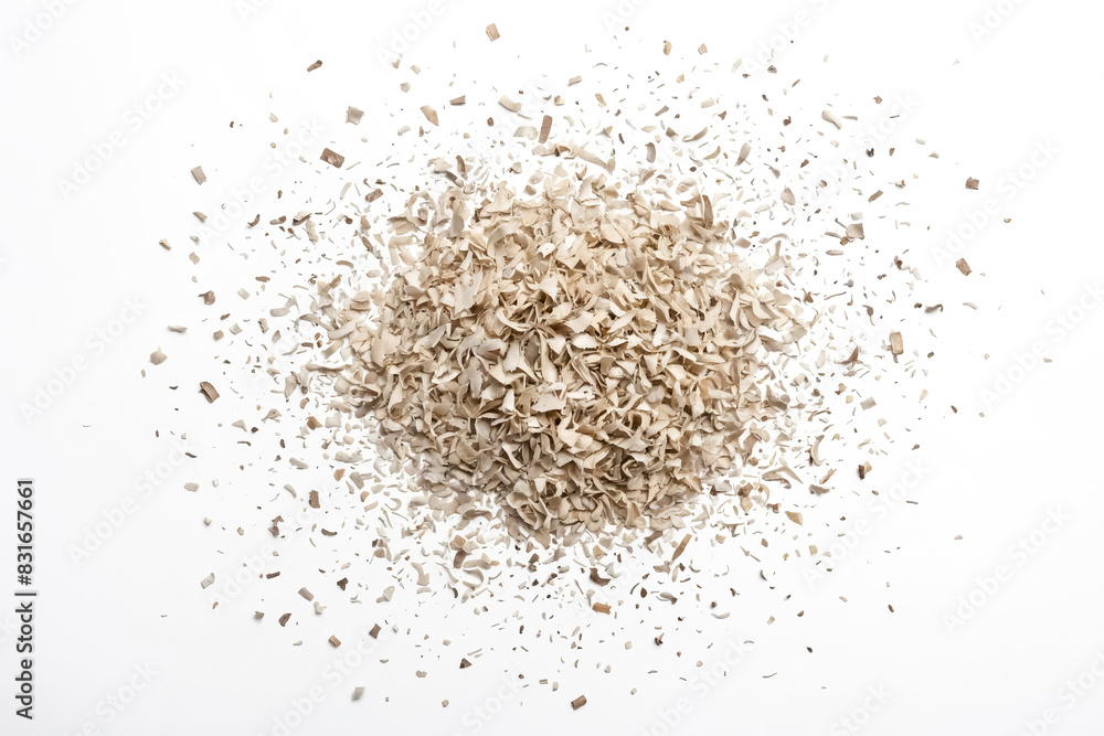 Wood shavings isolated on white background Wood shavings isolated on white background
