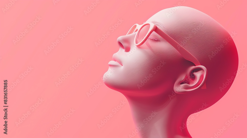 Artistic portrait flat design side view creative 3D render colored pastel Artistic portrait flat design side view creative 3D render colored pastel