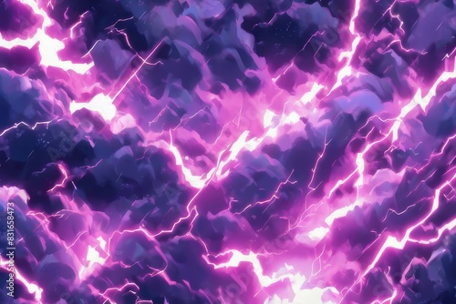Pink lightning strike in abstract anime art style background