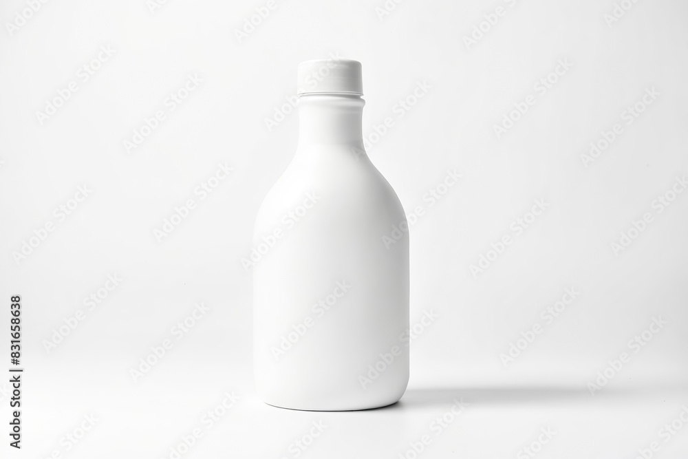 White Plastic Bottle Mockup on White Background White Plastic Bottle Mockup on White Background