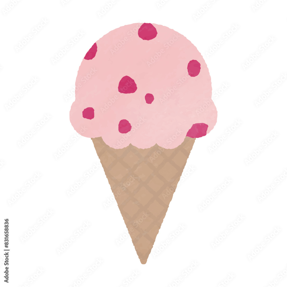 ストロベリーアイスの水彩イラスト ストロベリーアイスの水彩イラスト