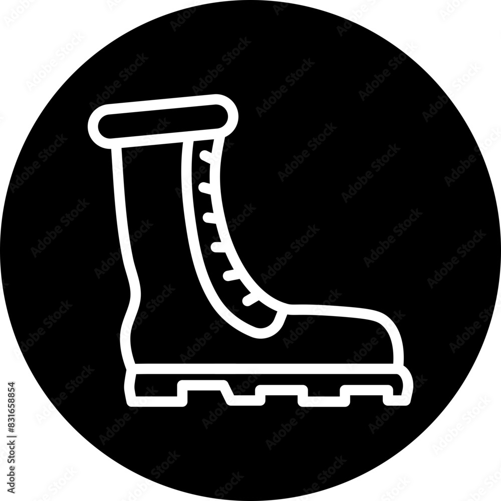 Boot Line White Circle Black Icon Design Boot Line White Circle Black Icon Design