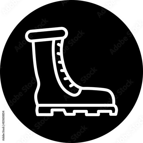 Boot Line White Circle Black Icon Design