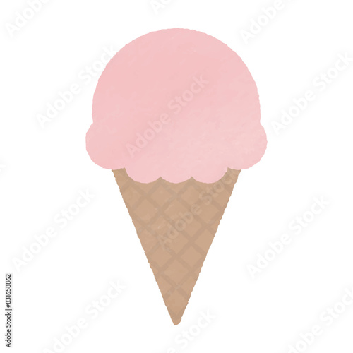 ストロベリーアイスの水彩イラスト