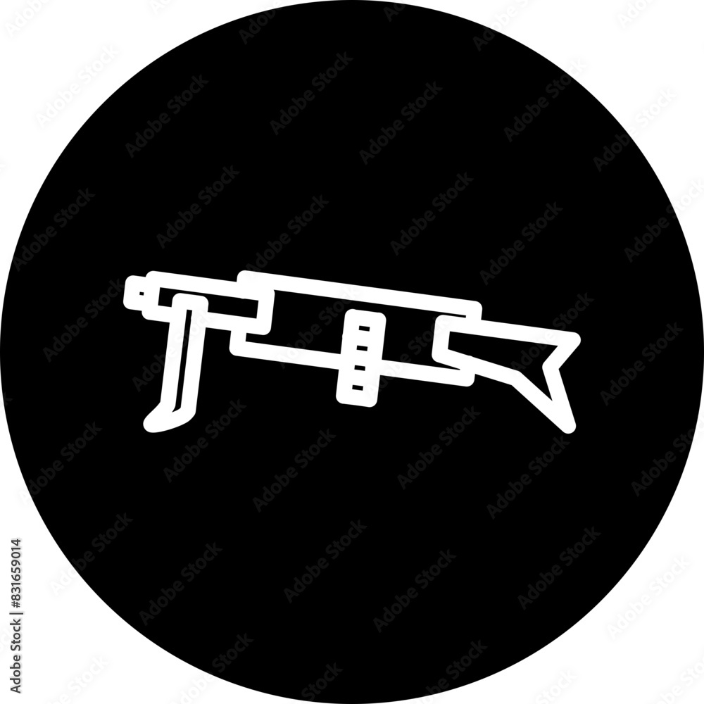 Light Machine Gun Line White Circle Black Icon Design Light Machine Gun Line White Circle Black Icon Design