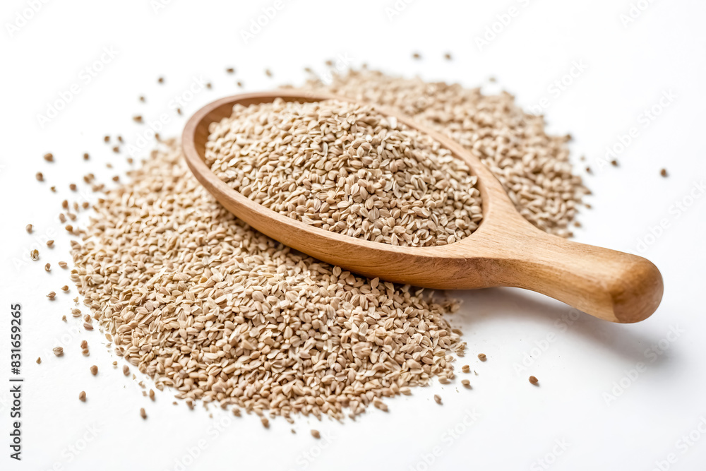 Close-up of Brown Rice Seeds in a Wooden Spoon Close-up of Brown Rice Seeds in a Wooden Spoon