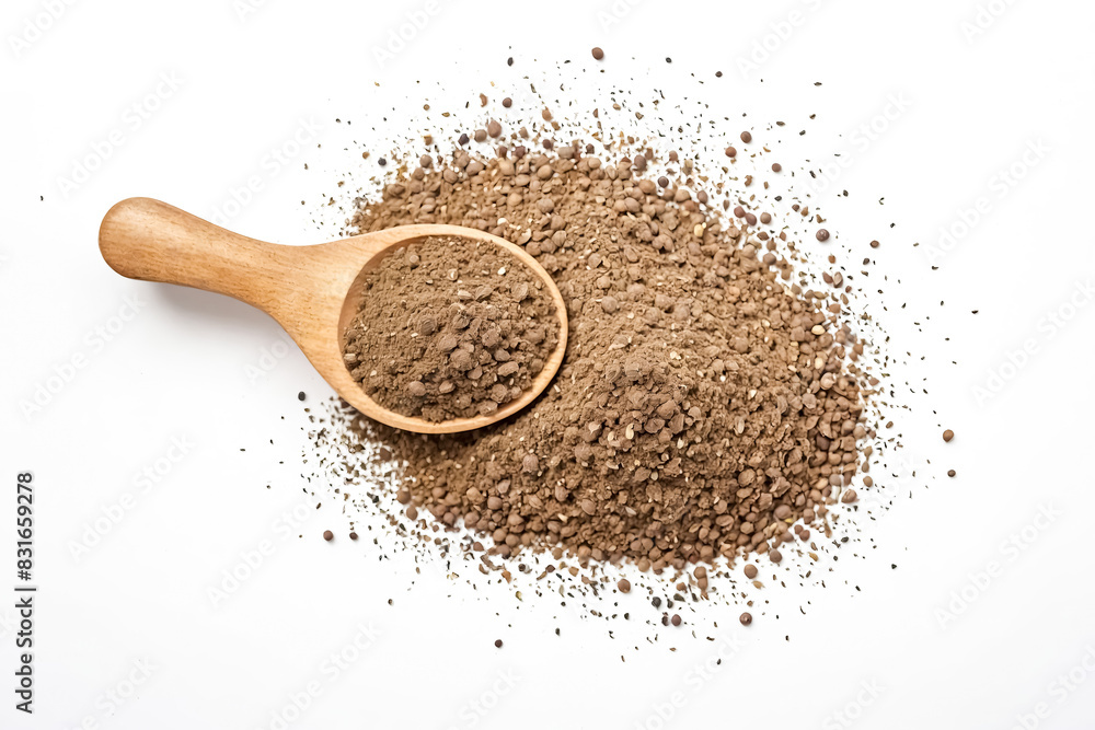 Ground Black Peppercorns in a Wooden Spoon Ground Black Peppercorns in a Wooden Spoon