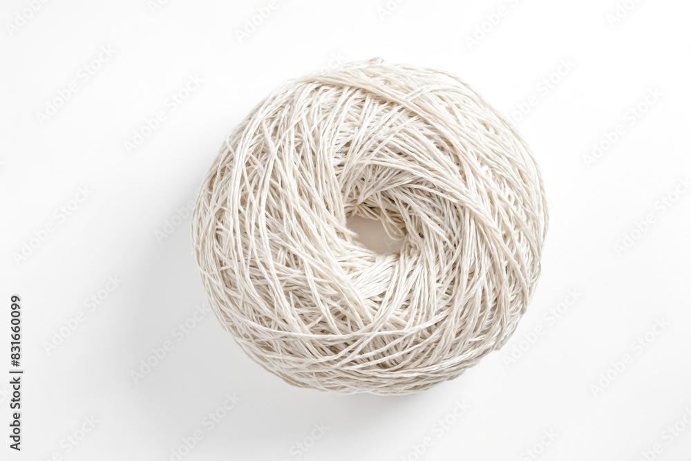 Ball of White String on White Background Ball of White String on White Background