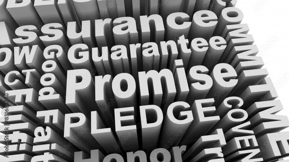 Promise Guarantee Pledge Vow Honor Trust Word Collage 3d Animation Promise Guarantee Pledge Vow Honor Trust Word Collage 3d Animation