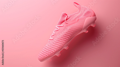 pink soccer shoe on pink background