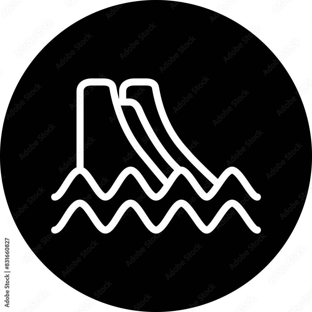 Water Slide Line White Circle Black Icon Design Water Slide Line White Circle Black Icon Design