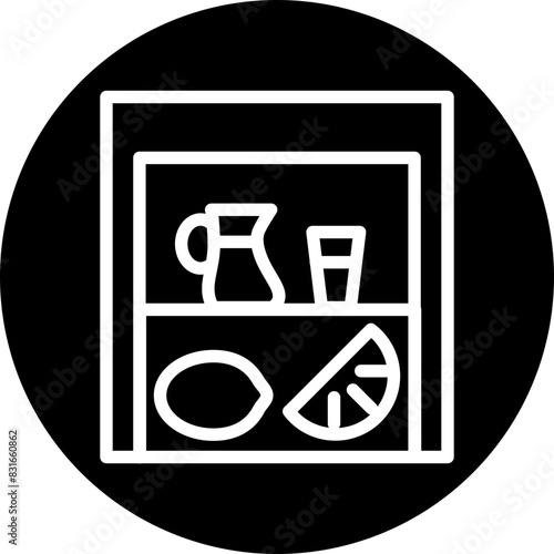 Lemonade Stand Line White Circle Black Icon Design
