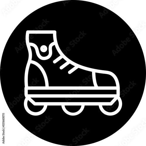 Rollerblades Line White Circle Black Icon Design