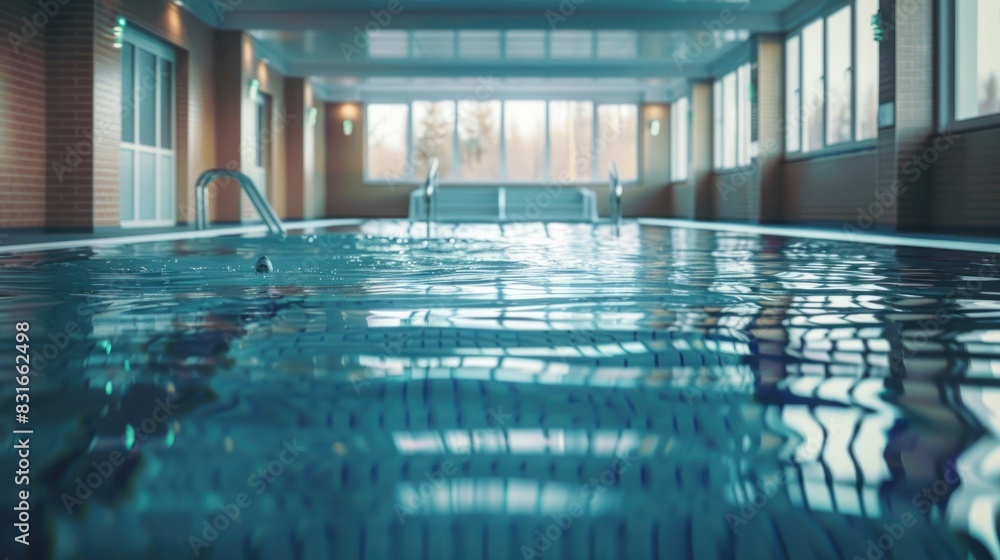 the view of a swimming pool indoors