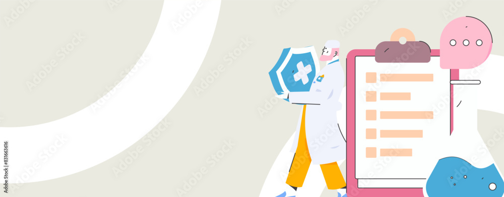 Doctor examines patient flat vector concept operation hand drawn illustration
