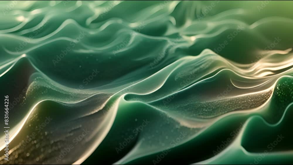 Abstract green waves with light particles in motion. Abstract green waves with light particles in motion.