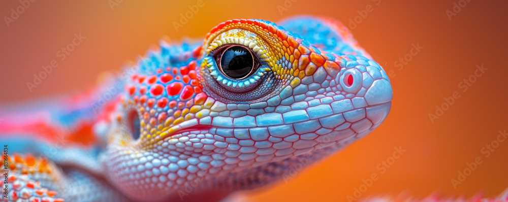 Obraz premium macro shot of a lizard showcasing detailed texture and bright colors