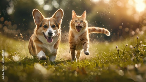 Chasing Sunshine Energetic Cat and Dog Play 