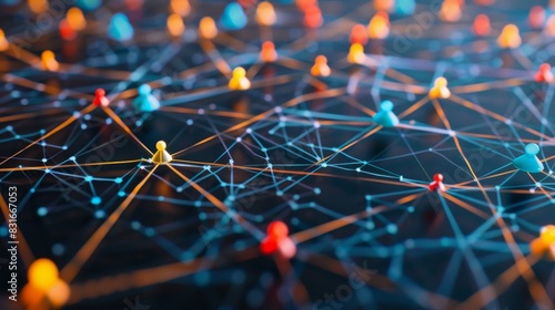 A detailed closeup of interconnected nodes each one representing a unique user profile within the vast network of a decentralized social platform.