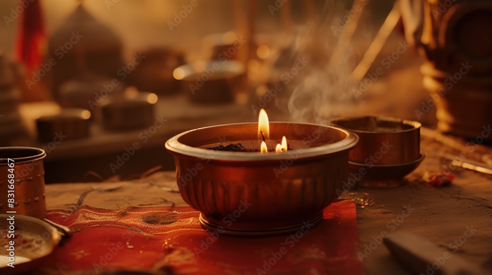 Obraz premium burning candles in a church